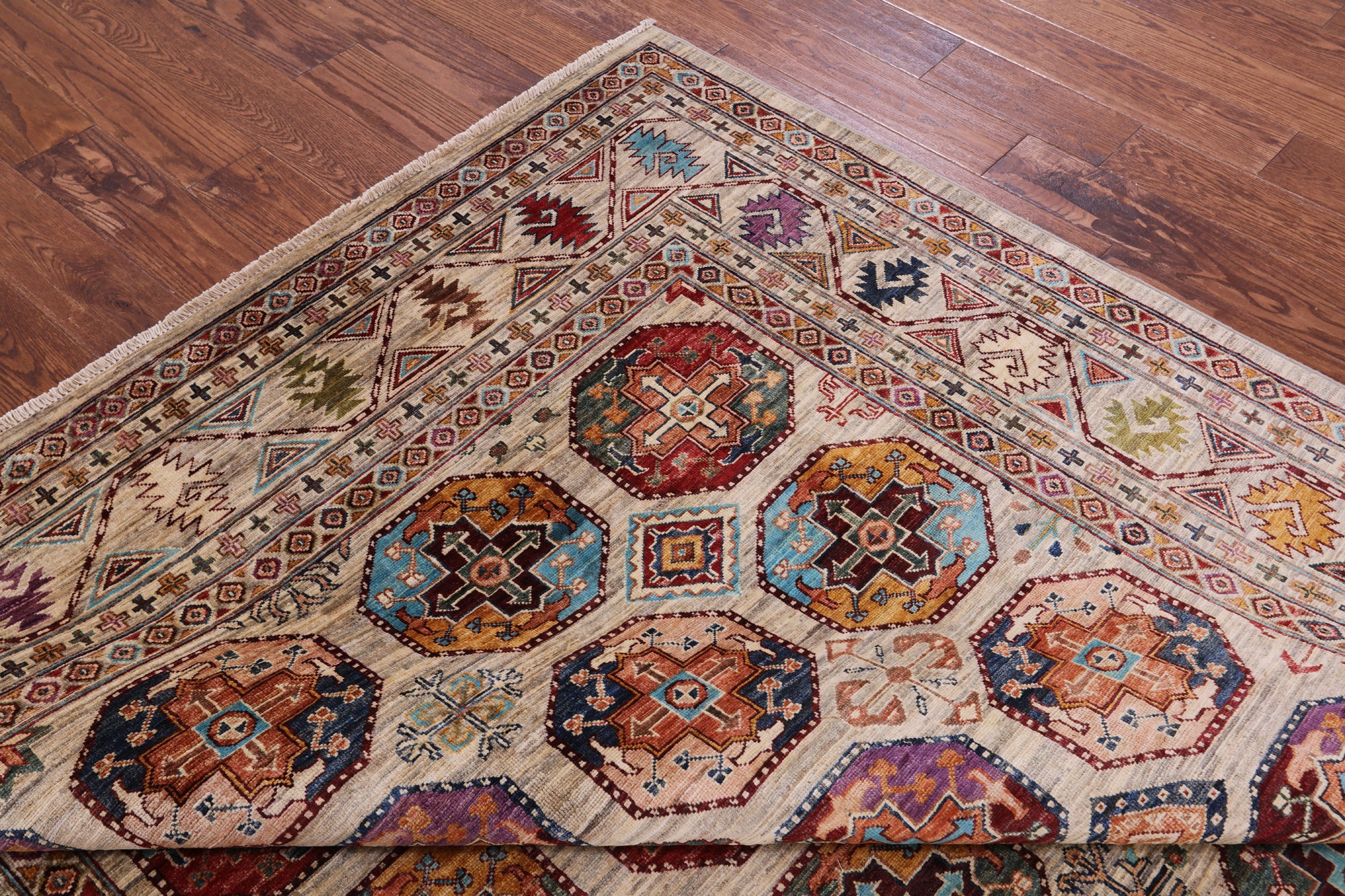 Turkmen Ersari Handmade Wool Rug - 6' 7" X 10' 0" - Golden Nile
