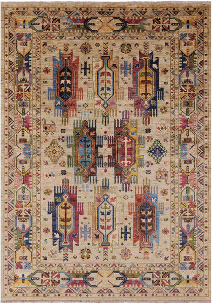 Persian Fine Serapi Hand Knotted Wool Rug - 5' 10" X 8' 1" - Golden Nile