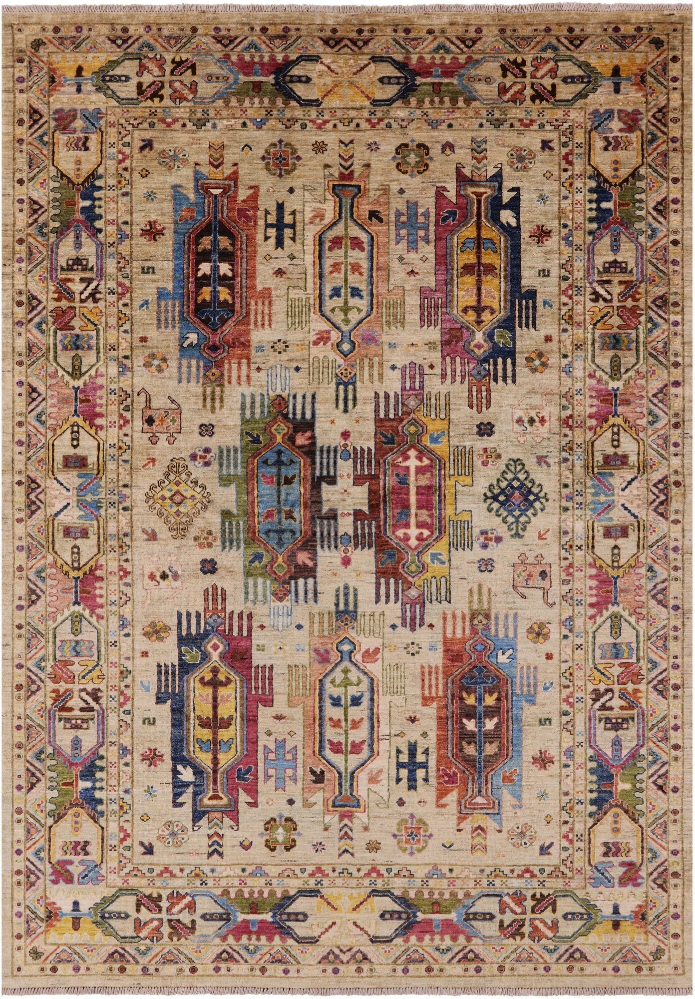 Persian Fine Serapi Hand Knotted Wool Rug - 5' 10" X 8' 1" - Golden Nile
