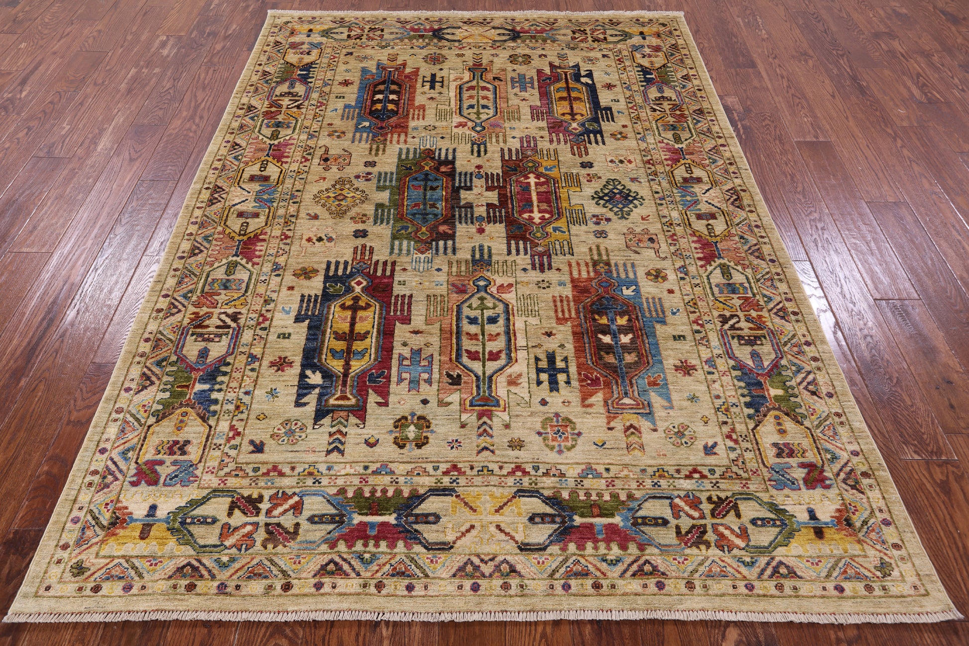 Persian Fine Serapi Hand Knotted Wool Rug - 5' 10" X 8' 1" - Golden Nile