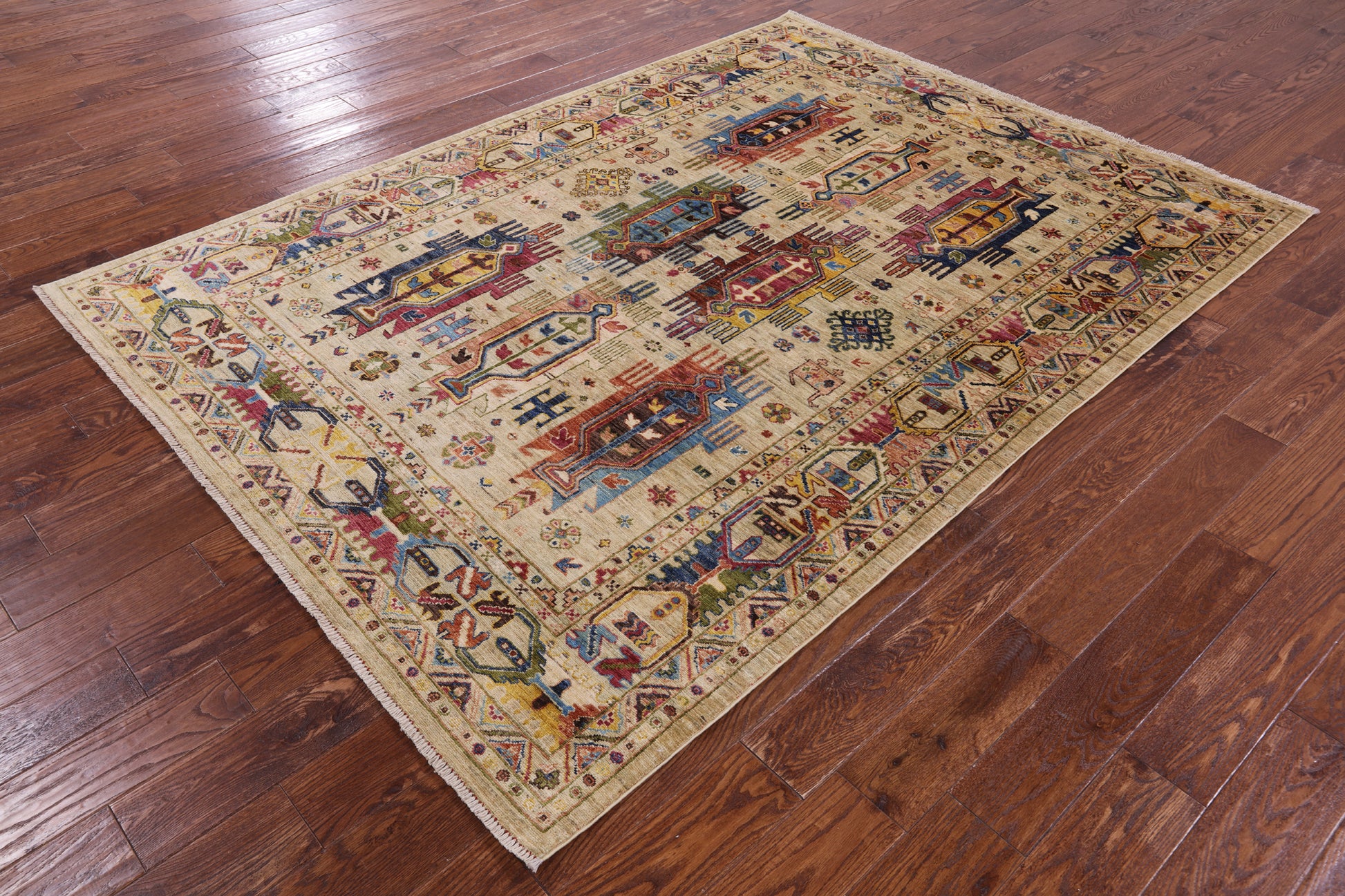 Persian Fine Serapi Hand Knotted Wool Rug - 5' 10" X 8' 1" - Golden Nile