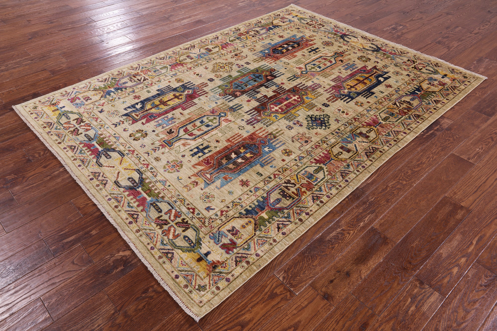 Persian Fine Serapi Hand Knotted Wool Rug - 5' 10" X 8' 1" - Golden Nile