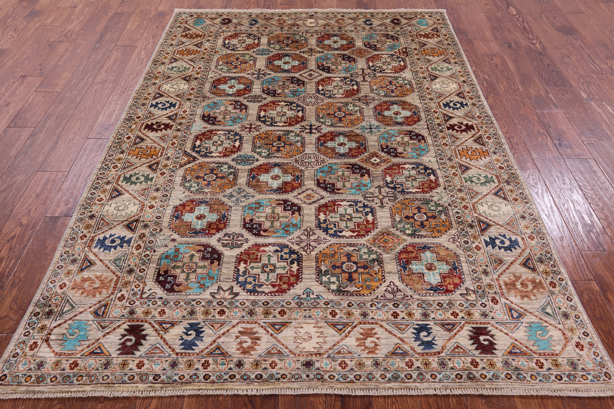Turkmen Ersari Hand Knotted Wool Rug - 5' 7" X 7' 9" - Golden Nile