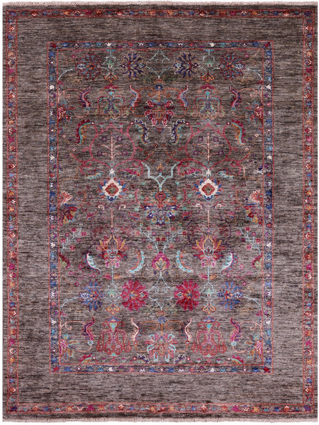 Peshawar Hand Knotted Wool Rug - 5' 0" X 6' 8" - Golden Nile