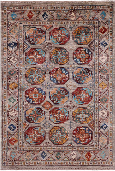 Turkmen Ersari Hand Knotted Wool Rug - 4' 2" X 6' 0" - Golden Nile