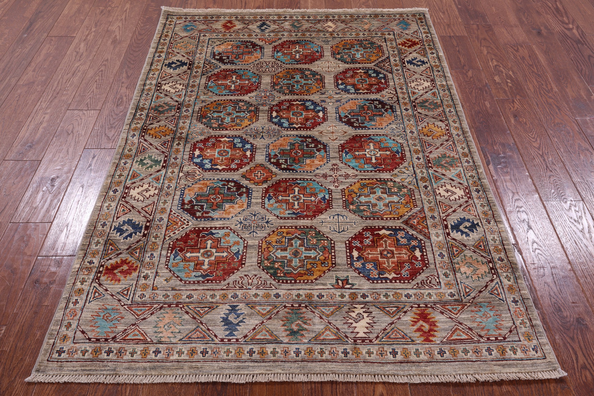Turkmen Ersari Hand Knotted Wool Rug - 4' 2" X 6' 0" - Golden Nile