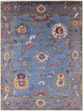 Blue Turkish Oushak Hand Knotted Wool Rug - 8' 10" X 11' 7" - Golden Nile