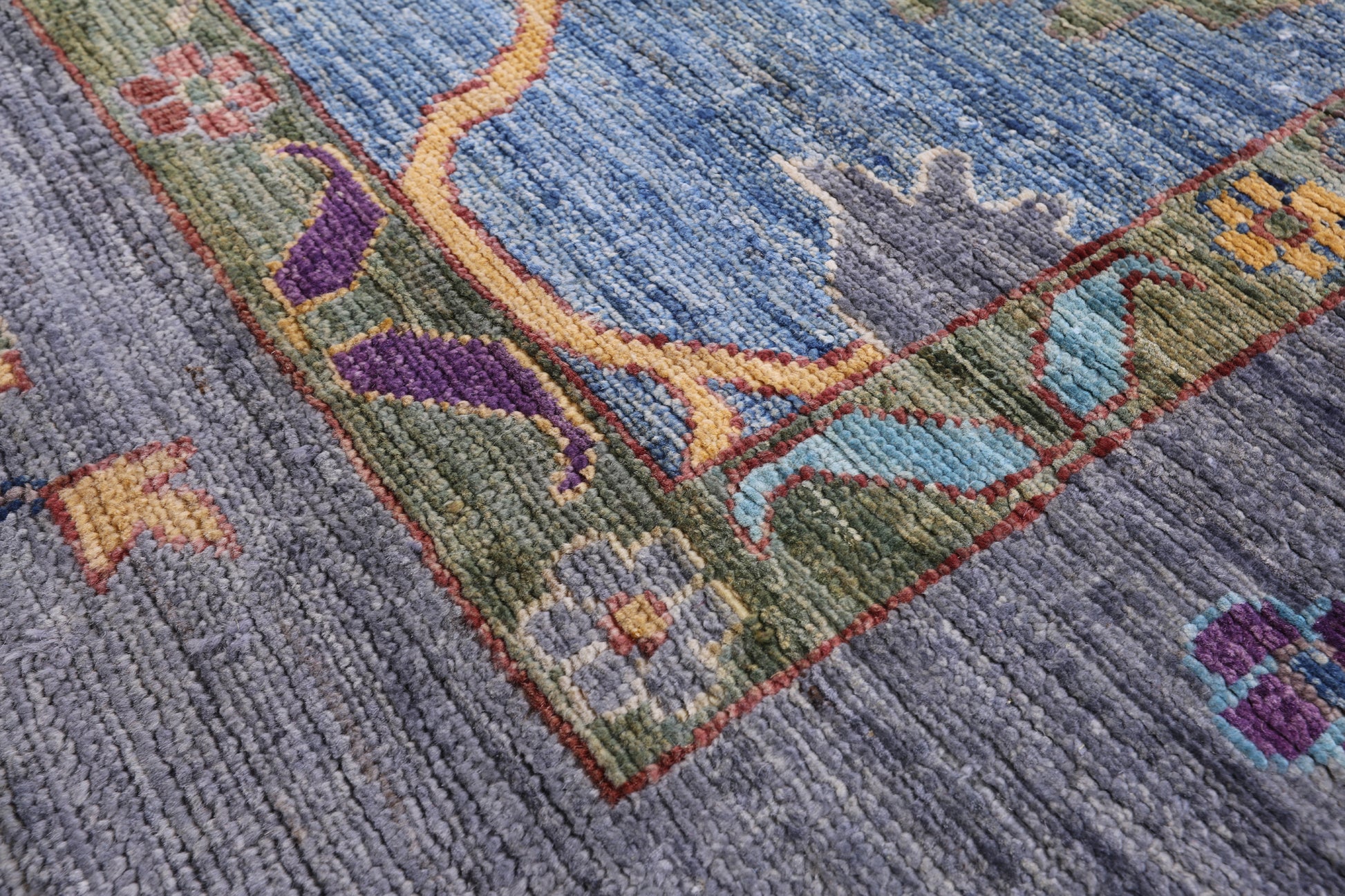 Blue Turkish Oushak Hand Knotted Wool Rug - 8' 10" X 11' 7" - Golden Nile