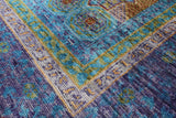 Blue Geometric Persian Mamluk Hand Knotted Wool Rug - 5' 8" X 7' 8" - Golden Nile