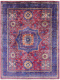 Geometric Persian Mamluk Hand Knotted Wool Rug - 5' 0" X 6' 7" - Golden Nile