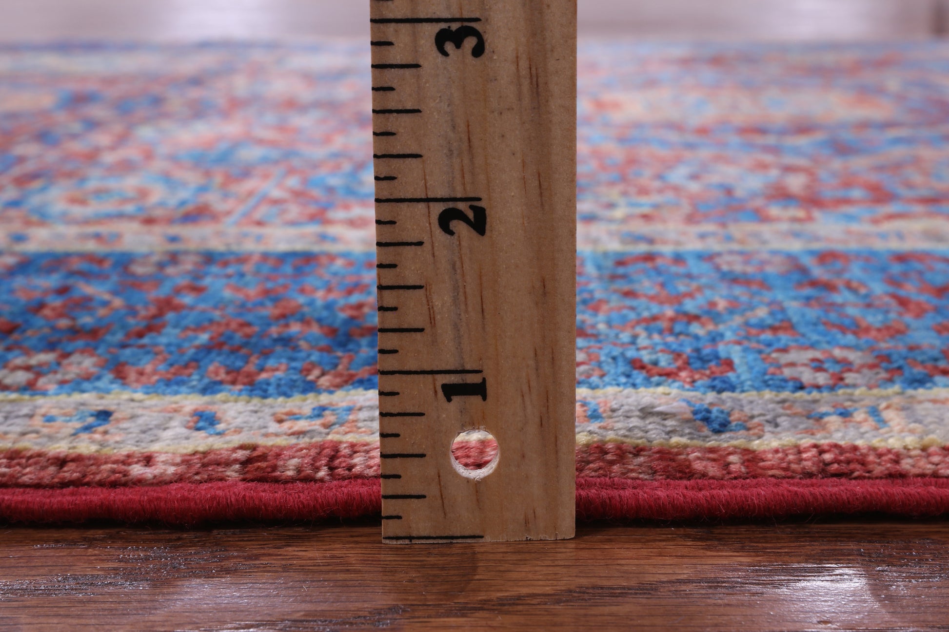 Red Geometric Persian Mamluk Hand Knotted Wool Rug - 3' 4" X 4' 8" - Golden Nile