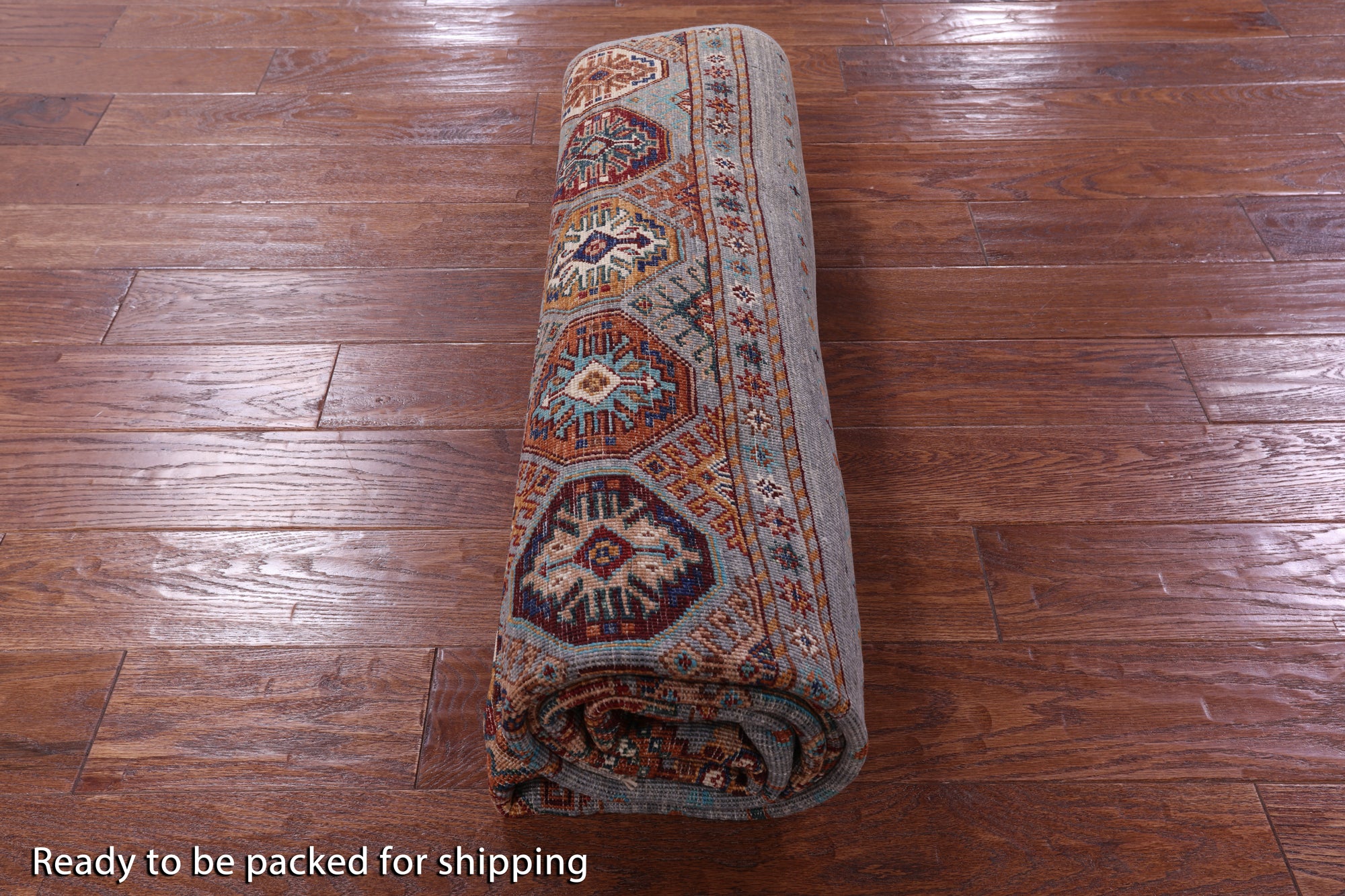 Grey Khorjin Persian Gabbeh Hand Knotted Wool Rug - 5' 9" X 8' 0" - Golden Nile