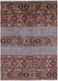 Grey Khorjin Persian Gabbeh Hand Knotted Wool Rug - 5' 9" X 8' 0" - Golden Nile