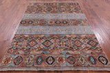 Grey Khorjin Persian Gabbeh Hand Knotted Wool Rug - 5' 9" X 8' 0" - Golden Nile