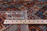 Grey Khorjin Persian Gabbeh Hand Knotted Wool Rug - 5' 9" X 8' 0" - Golden Nile