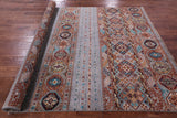 Grey Khorjin Persian Gabbeh Hand Knotted Wool Rug - 5' 9" X 8' 0" - Golden Nile