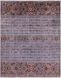 Grey Khorjin Persian Gabbeh Handmade Wool Rug - 5' 1" X 6' 6" - Golden Nile