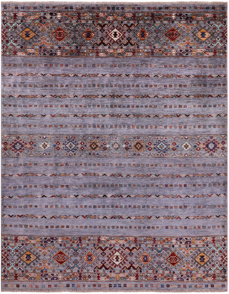 Grey Khorjin Persian Gabbeh Handmade Wool Rug - 5' 1" X 6' 6" - Golden Nile