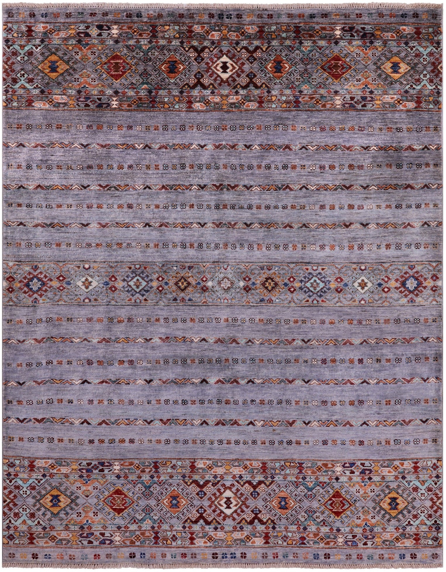 Grey Khorjin Persian Gabbeh Handmade Wool Rug - 5' 1" X 6' 6" - Golden Nile