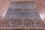Grey Khorjin Persian Gabbeh Handmade Wool Rug - 5' 1" X 6' 6" - Golden Nile
