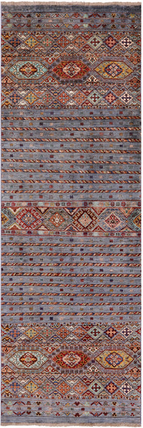 Khorjin Persian Gabbeh Hand Knotted Wool Runner Rug - 2' 9" X 8' 4" - Golden Nile