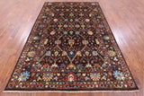 Brown Peshawar Hand Knotted Wool Rug - 6' 8" X 9' 11" - Golden Nile