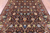 Brown Peshawar Hand Knotted Wool Rug - 6' 8" X 9' 11" - Golden Nile