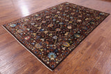 Brown Peshawar Hand Knotted Wool Rug - 6' 8" X 9' 11" - Golden Nile