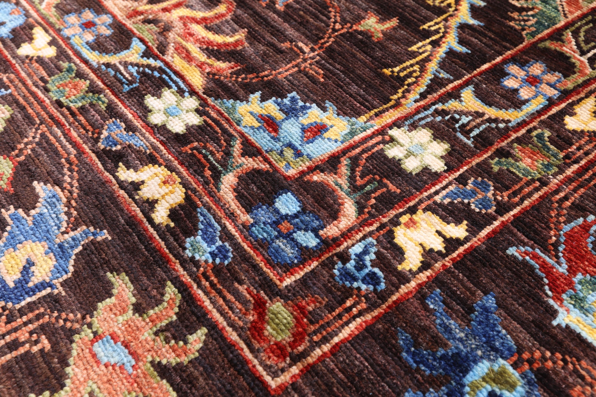 Brown Peshawar Hand Knotted Wool Rug - 6' 8" X 9' 11" - Golden Nile