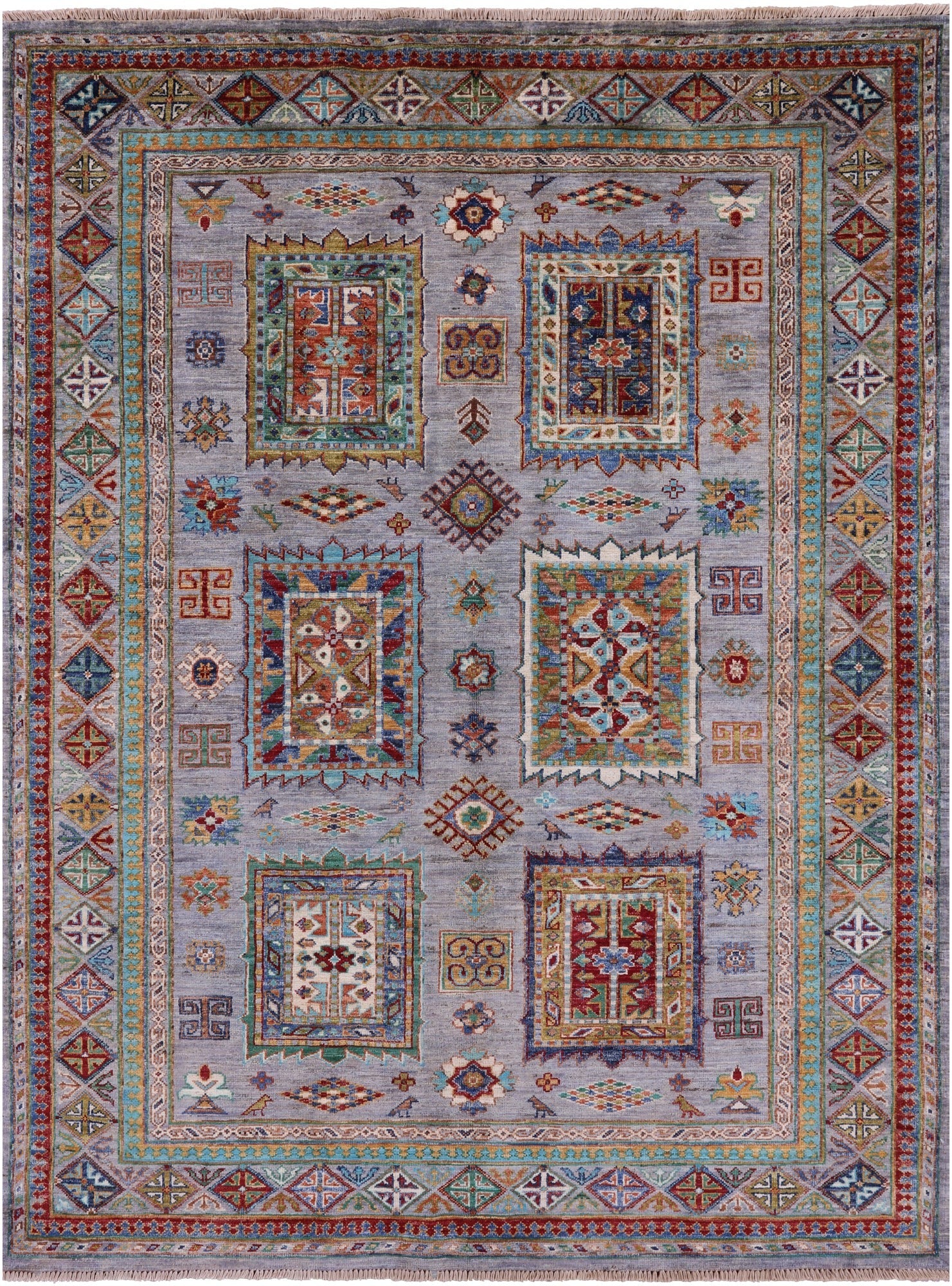 Persian Hand Knotted Wool Rug - 5' 0" X 6' 9" - Golden Nile