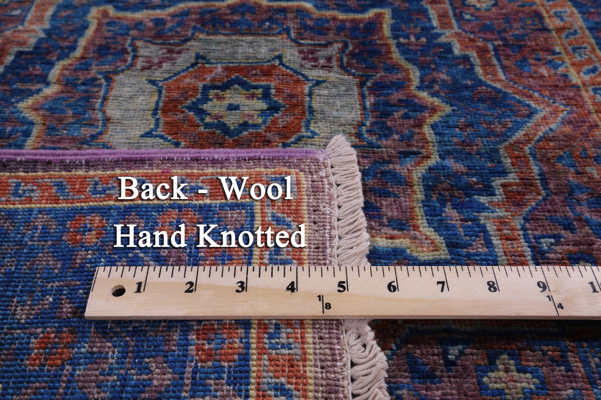 Purple Geometric Persian Mamluk Hand Knotted Wool Runner Rug - 2' 9" X 9' 9" - Golden Nile
