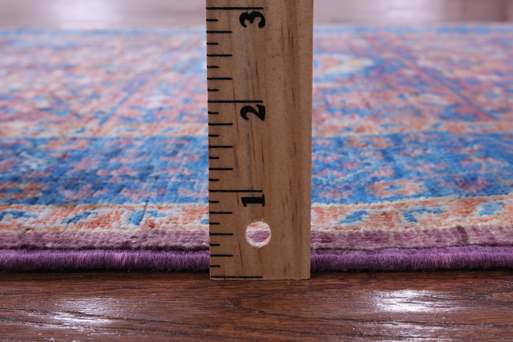 Purple Geometric Persian Mamluk Hand Knotted Wool Runner Rug - 2' 9" X 9' 9" - Golden Nile