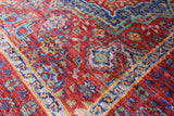 Red Geometric Persian Mamluk Hand Knotted Wool Runner Rug - 2' 9" X 9' 6" - Golden Nile