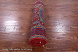 Red Geometric Persian Mamluk Hand Knotted Wool Runner Rug - 2' 9" X 9' 6" - Golden Nile