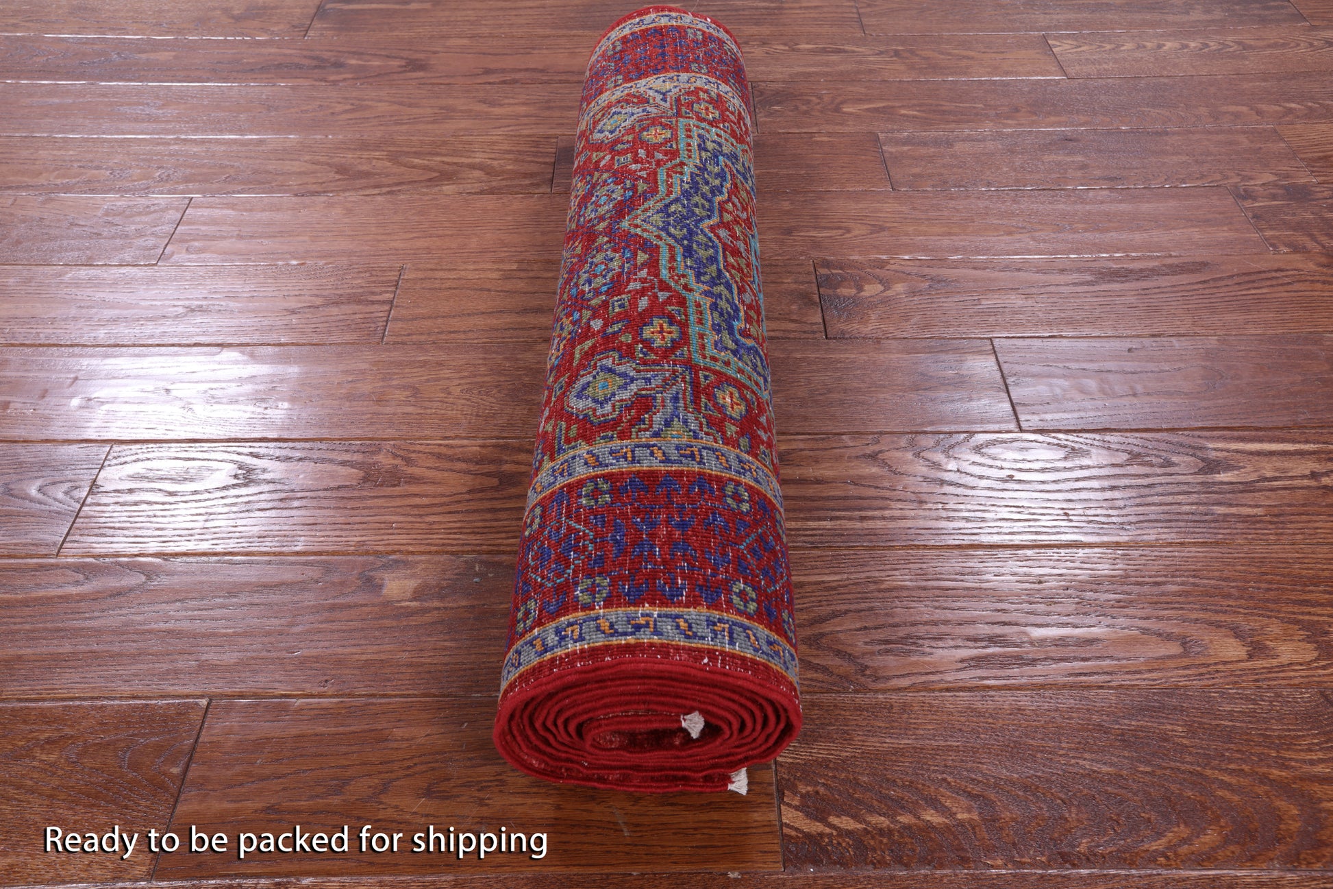 Red Geometric Persian Mamluk Hand Knotted Wool Runner Rug - 2' 9" X 9' 6" - Golden Nile