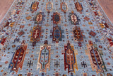 Blue Persian Fine Serapi Hand Knotted Wool Rug - 8' 1" X 10' 1" - Golden Nile
