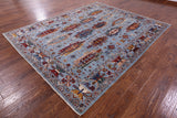 Blue Persian Fine Serapi Hand Knotted Wool Rug - 8' 1" X 10' 1" - Golden Nile