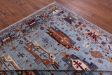Blue Persian Fine Serapi Hand Knotted Wool Rug - 8' 1" X 10' 1" - Golden Nile