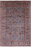 Grey Peshawar Hand Knotted Wool Rug - 6' 8" X 9' 11" - Golden Nile