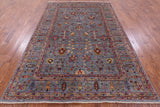 Grey Peshawar Hand Knotted Wool Rug - 6' 8" X 9' 11" - Golden Nile
