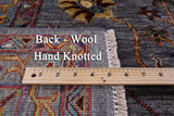 Grey Peshawar Hand Knotted Wool Rug - 6' 8" X 9' 11" - Golden Nile