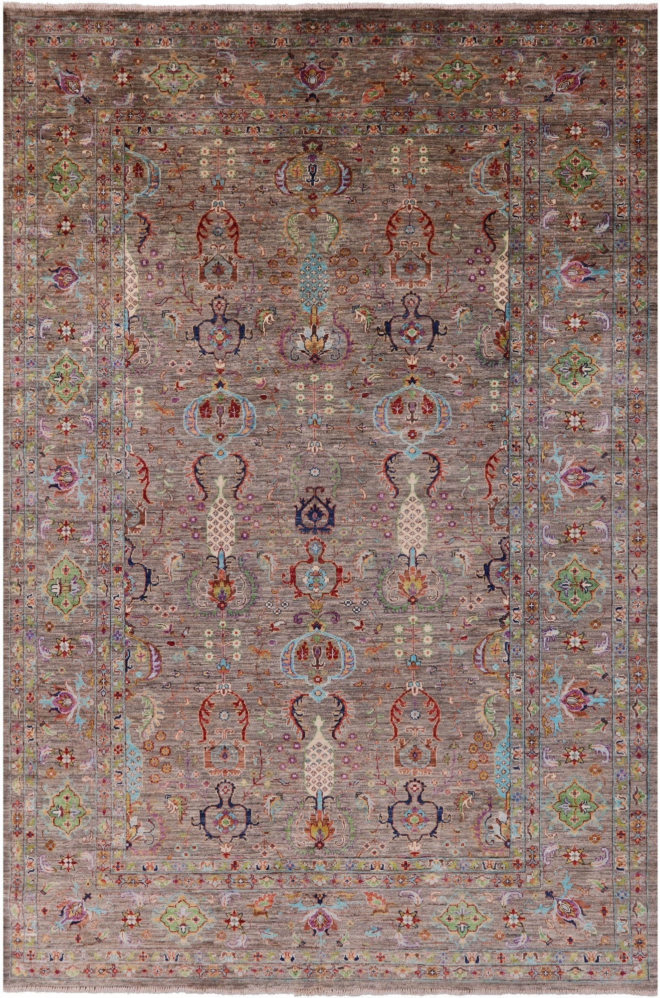 Peshawar Hand Knotted Wool Rug - 6' 9" X 9' 9" - Golden Nile