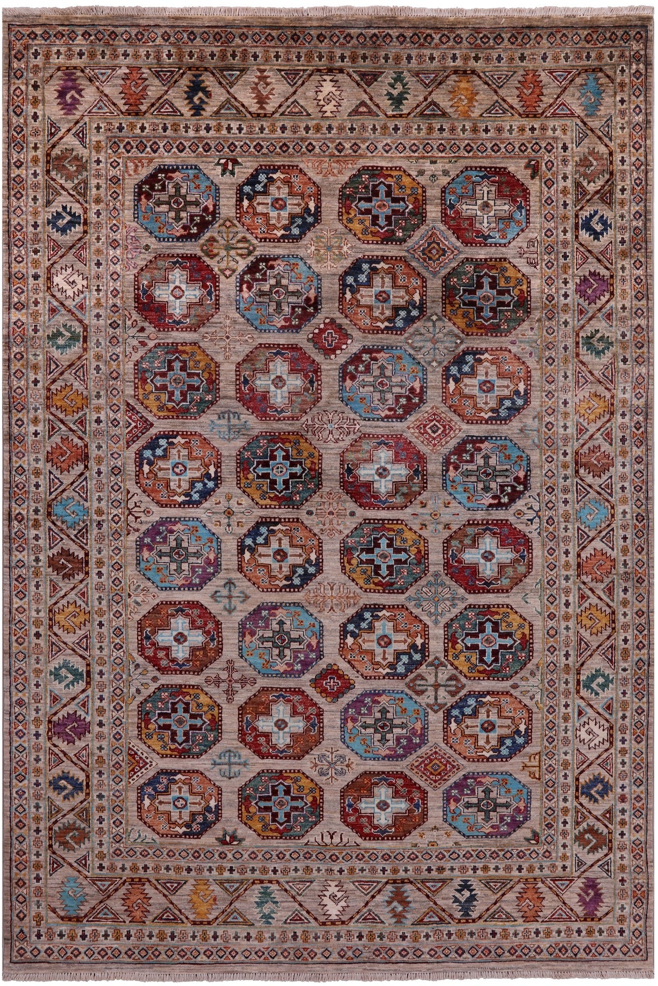 Turkmen Ersari Hand Knotted Wool Rug - 5' 7" X 8' 2" - Golden Nile