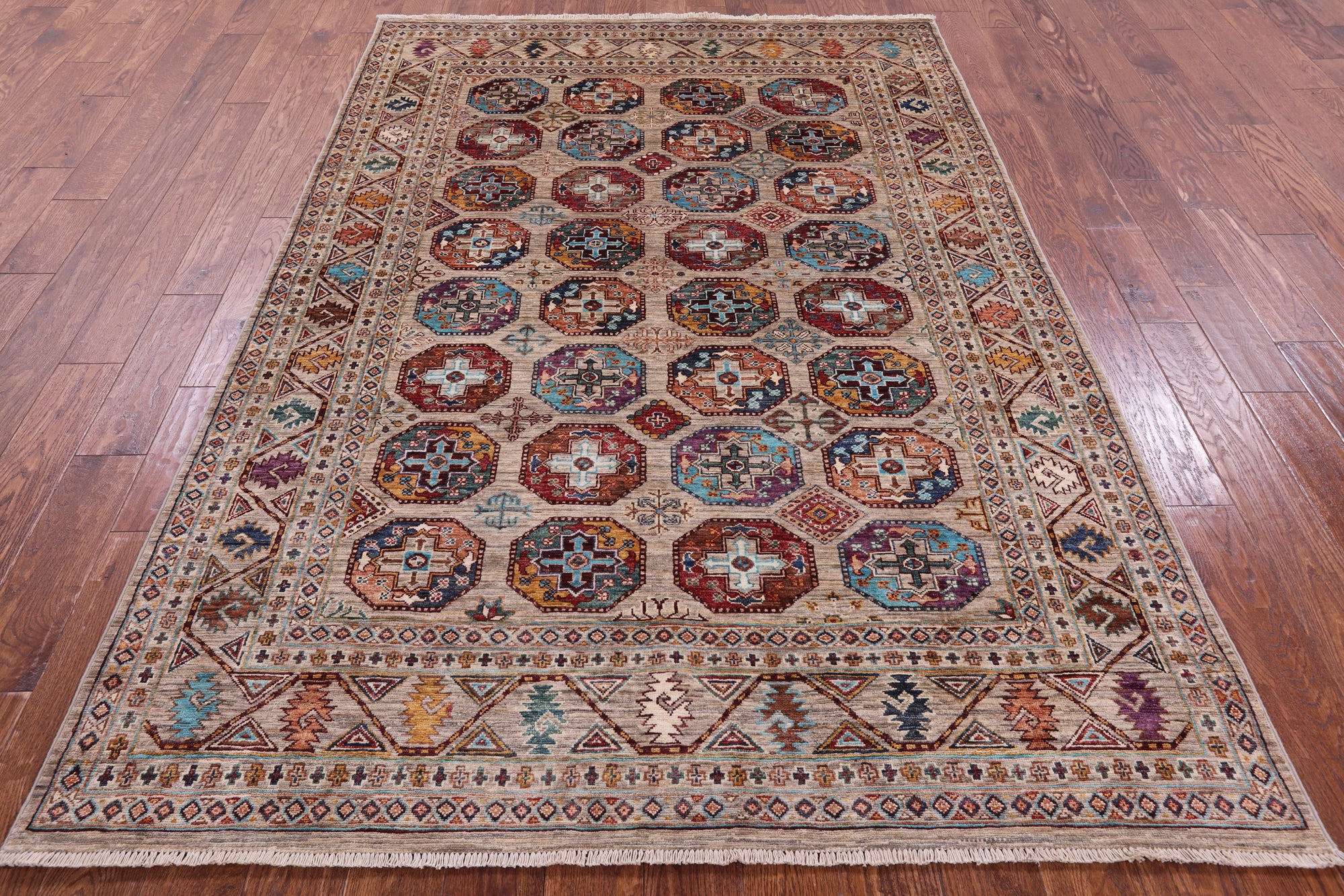 Turkmen Ersari Hand Knotted Wool Rug - 5' 7" X 8' 2" - Golden Nile