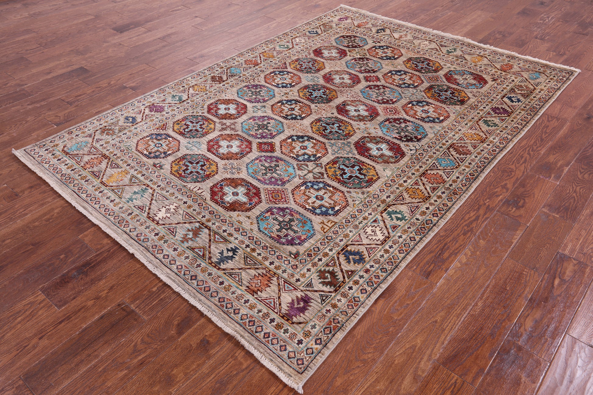 Turkmen Ersari Hand Knotted Wool Rug - 5' 7" X 8' 2" - Golden Nile