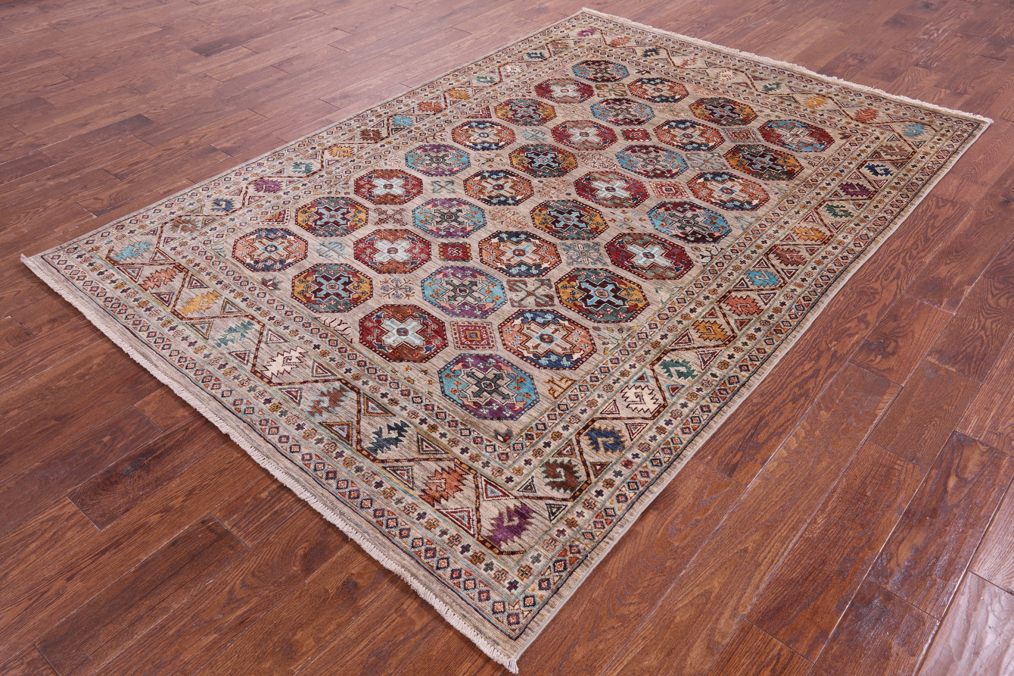Turkmen Ersari Hand Knotted Wool Rug - 5' 7" X 8' 2" - Golden Nile