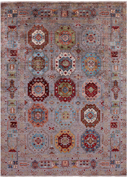 Turkmen Ersari Hand Knotted Wool Rug - 5' 8" X 7' 9" - Golden Nile