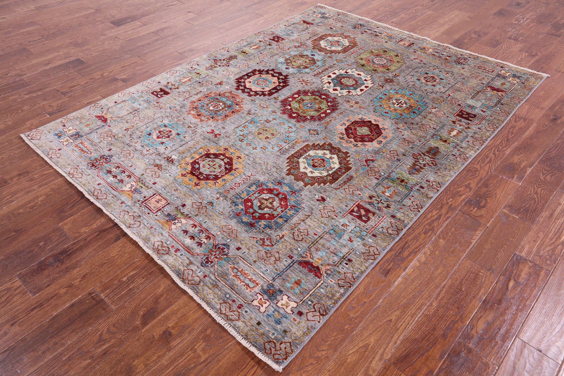 Turkmen Ersari Hand Knotted Wool Rug - 5' 8" X 7' 9" - Golden Nile