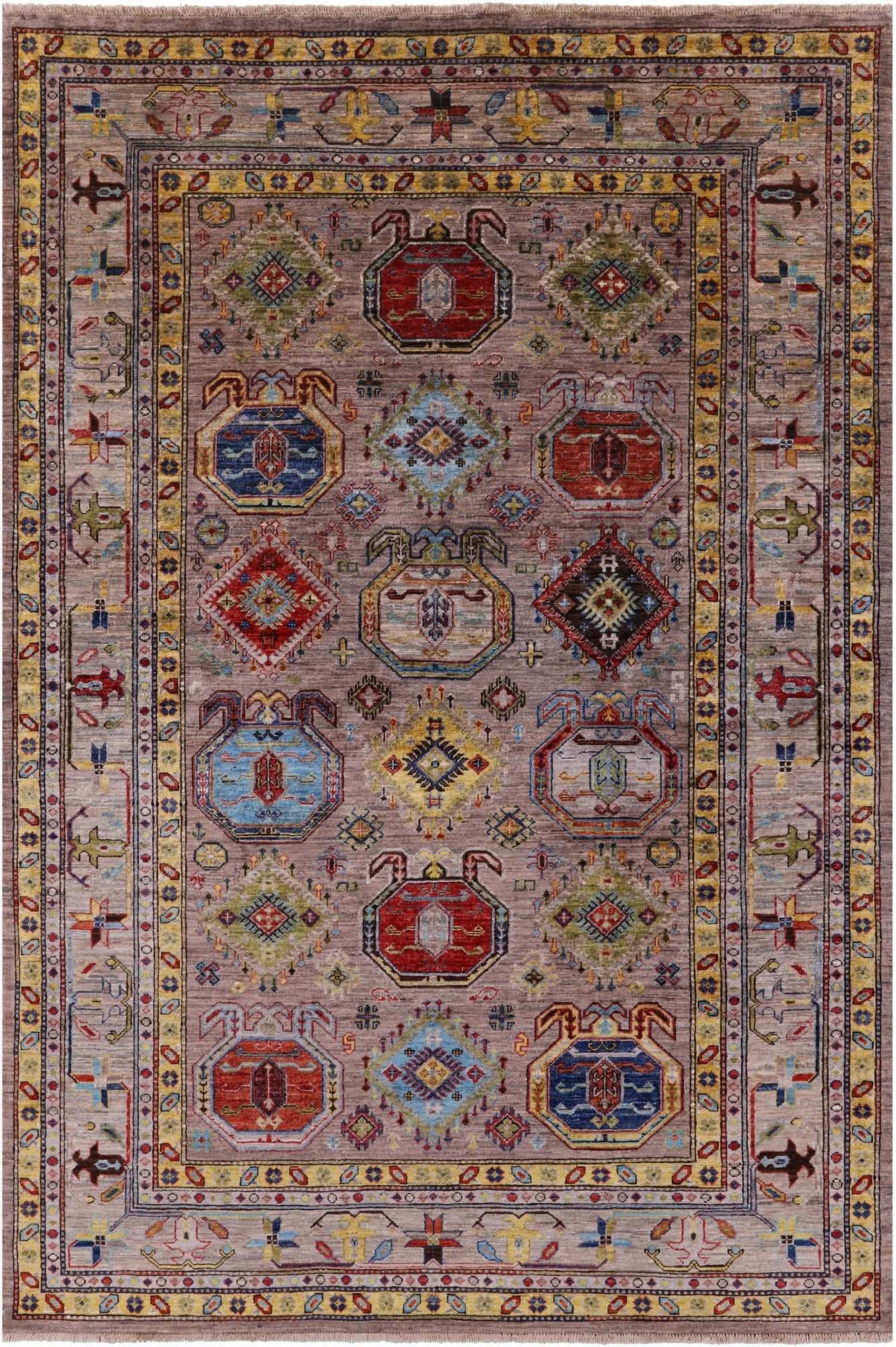 Turkmen Ersari Hand Knotted Wool Rug - 5' 9" X 8' 2" - Golden Nile