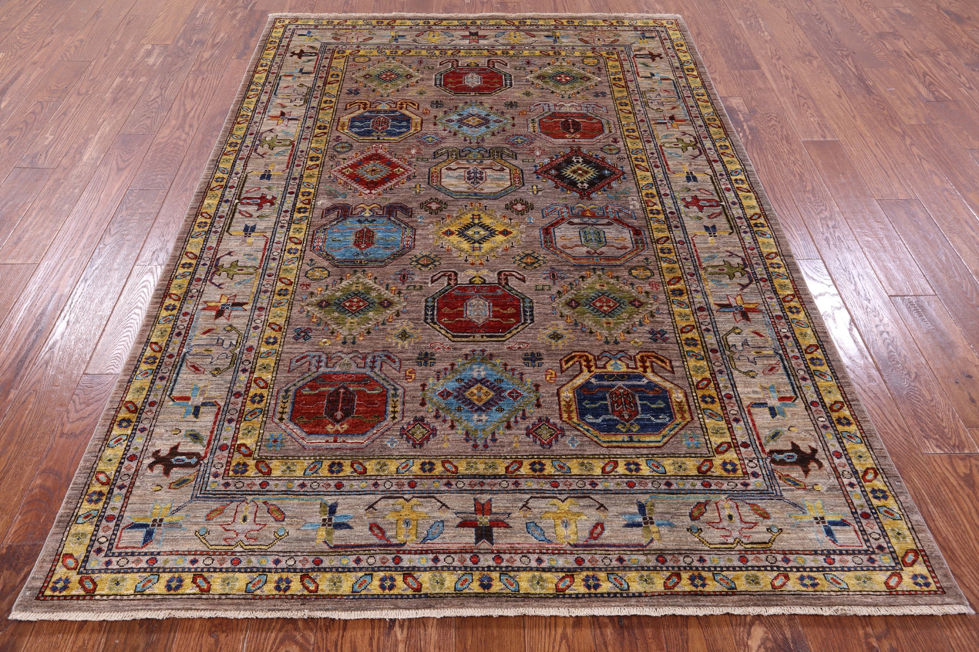 Turkmen Ersari Hand Knotted Wool Rug - 5' 9" X 8' 2" - Golden Nile